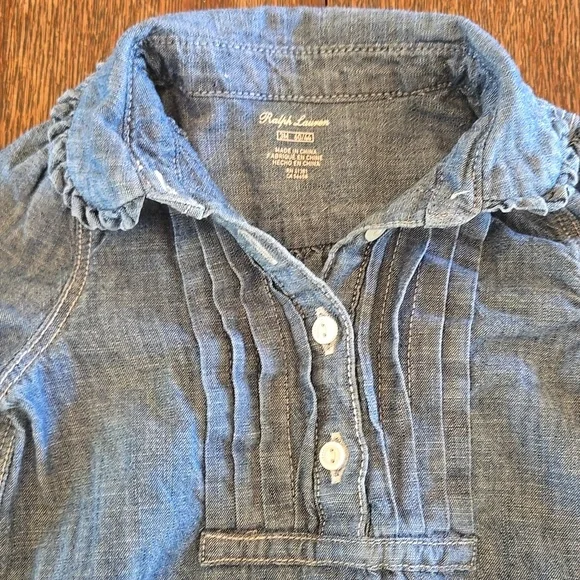 Ralph Lauren, Baby Girl Chambray Shortall, Size 3 Months - Picture 2 of 14